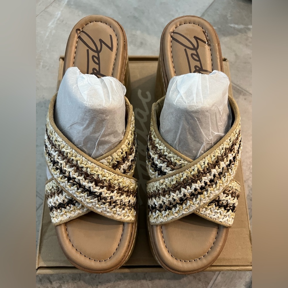 Zodiac Nessa Raffia Tan Woven Platform Sandals